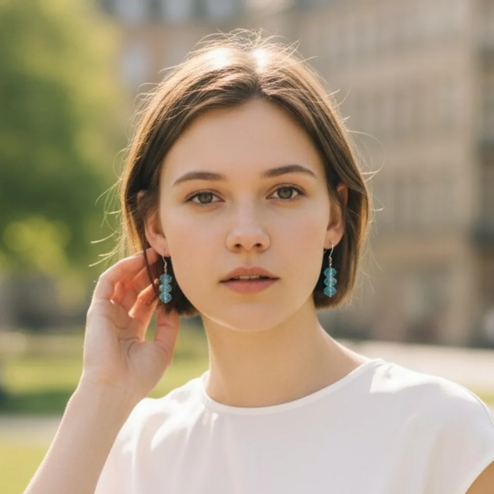 NWT Elegant Blue Beaded Earrings